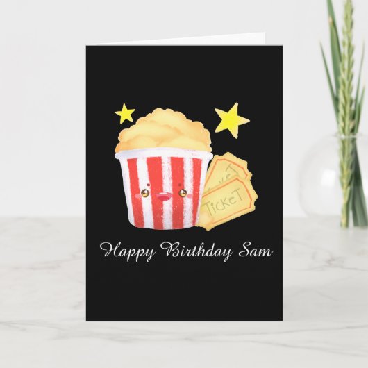 Kinoabend Popcorn und Tickets Karte (Vorderseite)