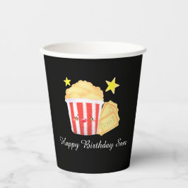 Kinoabend Popcorn und Tickets Pappbecher