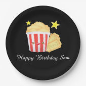 Kinoabend Popcorn und Tickets Pappteller (Vorderseite)