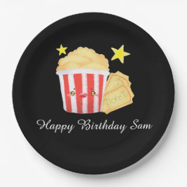 Kinoabend Popcorn und Tickets Pappteller