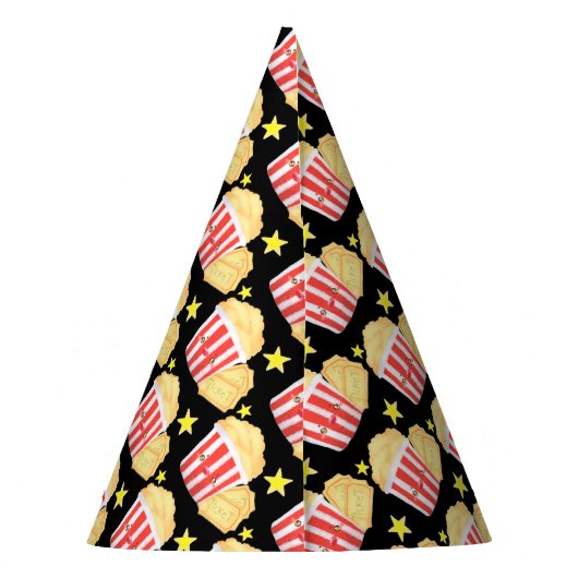 Kinoabend Popcorn und Tickets Partyhütchen (Rückseite)