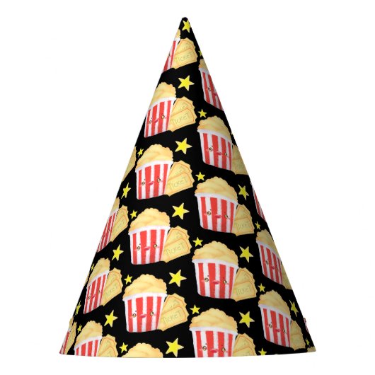 Kinoabend Popcorn und Tickets Partyhütchen (Vorderseite)