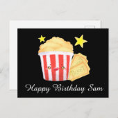 Kinoabend Popcorn und Tickets Postkarte (Vorne/Hinten)