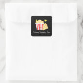 Kinoabend Popcorn und Tickets Quadratischer Aufkleber (Tasche)
