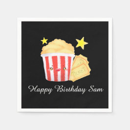 Kinoabend Popcorn und Tickets Serviette