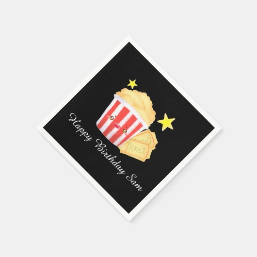 Kinoabend Popcorn und Tickets Serviette (Ecke)