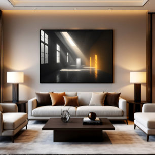 Kinoartiges leeres Zimmer düstere Lichtstrahlen Poster