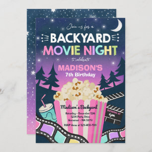 Kinofilm "Backyard Night Birthday Movie" unter dem Einladung