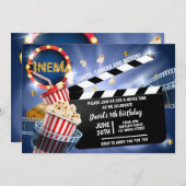 Kinofilm Time Boy Birthday Popcorn Einladung (Vorne/Hinten)