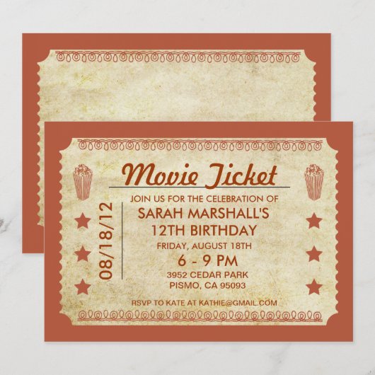 Kinokarte Einladung (Vorne/Hinten)