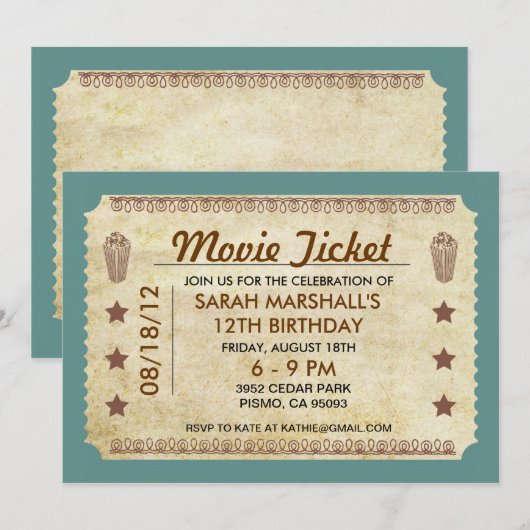 Kinokarte Einladung (Vorne/Hinten)