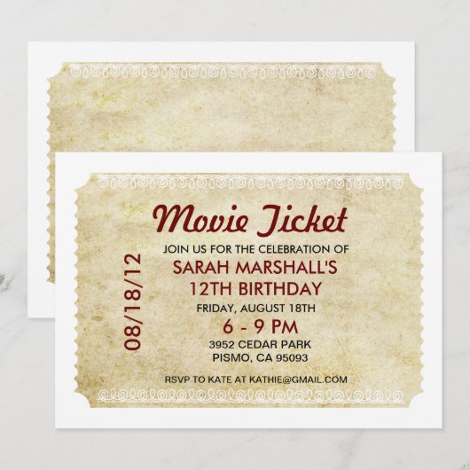 Kinokarte Einladung (Vorne/Hinten)