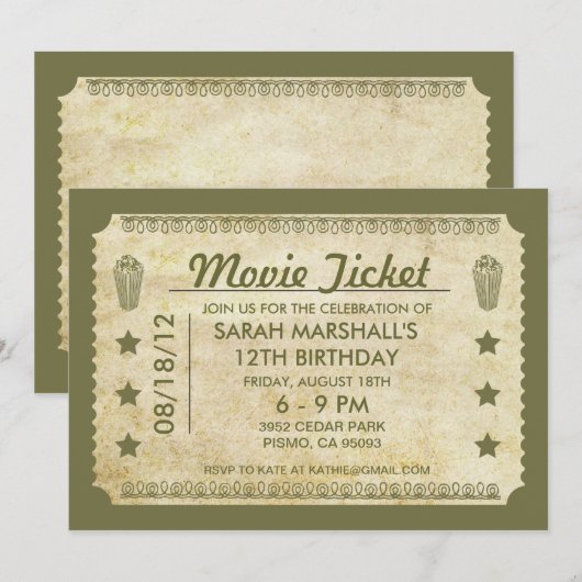 Kinokarte Einladung (Vorne/Hinten)