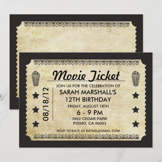 Kinokarte Einladung (Vorne/Hinten)