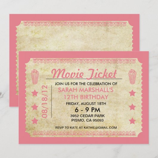 Kinokarte Einladung (Vorne/Hinten)