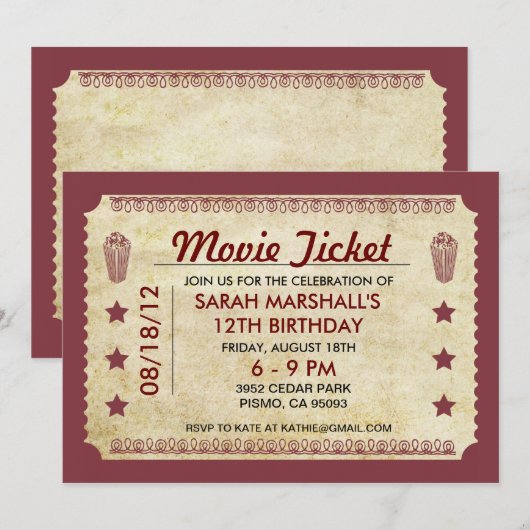 Kinokarte Einladung (Vorne/Hinten)