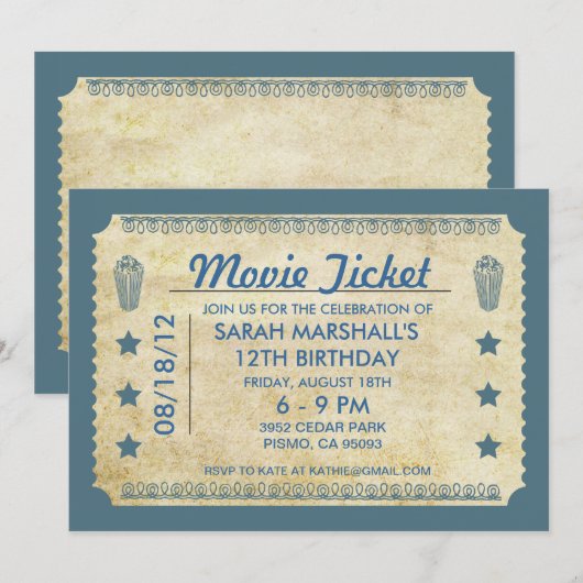 Kinokarte Einladung (Vorne/Hinten)