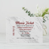 Kinokarte / Marmor Einladung (Stehend Vorderseite)