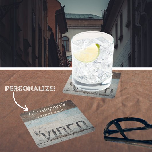 Kinoliebhaber im Stil eines urbanen Loftes Rechteckiger Pappuntersetzer