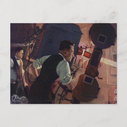 Kinoprojektionist, Vintages Geschäft Postkarte (Vorderseite)