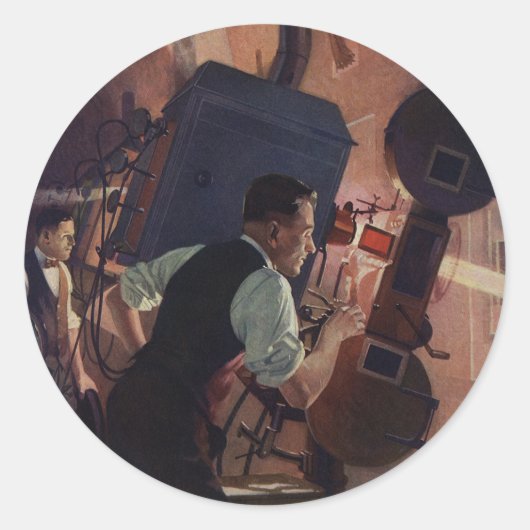 Kinoprojektionist, Vintages Geschäft Runder Aufkleber (Vorderseite)