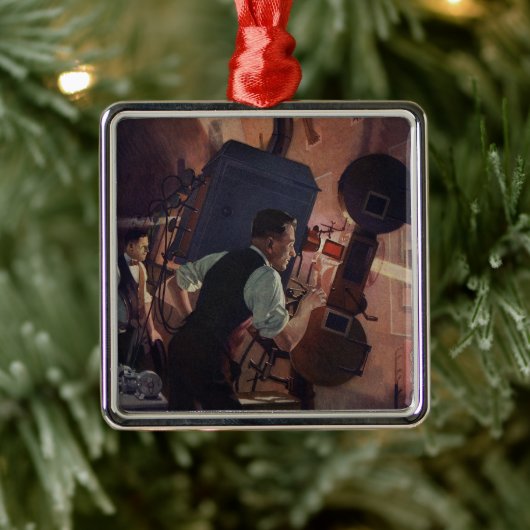 Kinoprojektionist, Vintages Geschäft Silbernes Ornament (Baum)
