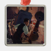 Kinoprojektionist, Vintages Geschäft Silbernes Ornament (Vorne)