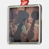 Kinoprojektionist, Vintages Geschäft Silbernes Ornament (Links)