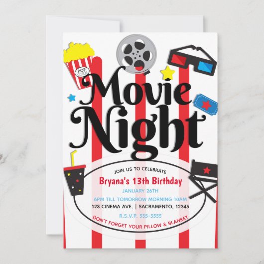 Kinoveranstaltung Einladung zur Geburtstagsparty (Vorderseite)