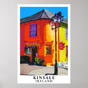 Kinsale Irland Reiseplakat Farbige Stadt Kunst Poster