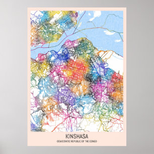 Kinshasa DR Kongo City Map Poster