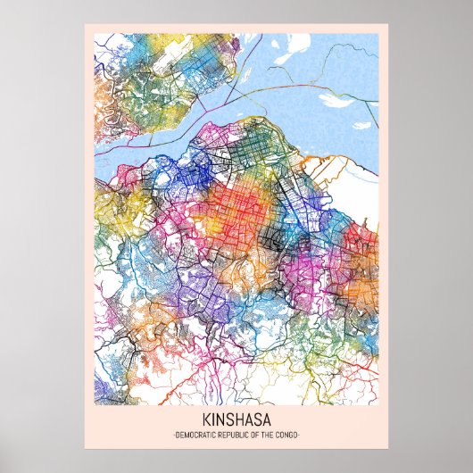 Kinshasa DR Kongo City Map Poster (Vorne)