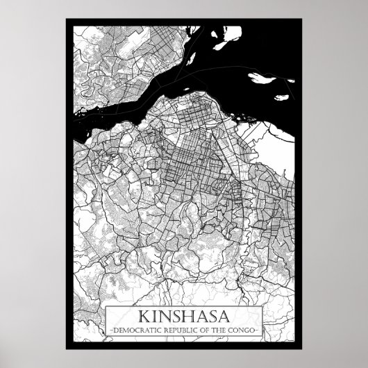 Kinshasa DR Kongo Karte Poster (Vorne)