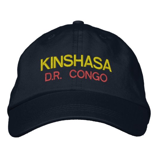 Kinshasa - Kongo Emboidred Hat Bestickte Baseballkappe (Vorderseite)