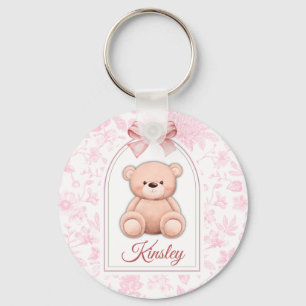 Kinsley Benutzerdefiniertes rosa Teddy-Bär-Kinde Schlüsselanhänger