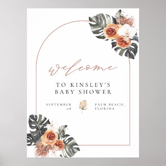 KINSLEY Boho Terracotta Babydusche Willkommenspend Poster (Vorne)