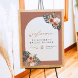 KINSLEY Boho Terracotta Brautparty Willkommen Post Poster<br><div class="desc">Dieses Brautparty-Begrüßungsschild besticht durch wasserfarbene, trockene böhmische Palmen-Blätter und einen eleganten Script-Schriftart mit hübschem Terrakotta-Hintergrund. Mit dieser Vorlage können Sie die Schriftart, die Schriftart- und die Hintergrundfarbe ändern, um dem Veranstaltungsstil zu entsprechen. Editieren Sie einfach *most* für Ihre Veranstaltung. Dieses Begrüßungsboard ist die perfekte Ergänzung zu Ihrem tropischen, Strand und...</div>