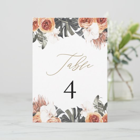 KINSLEY Boho Terracotta Dry Palm Tischnummern (Stehend Vorderseite)