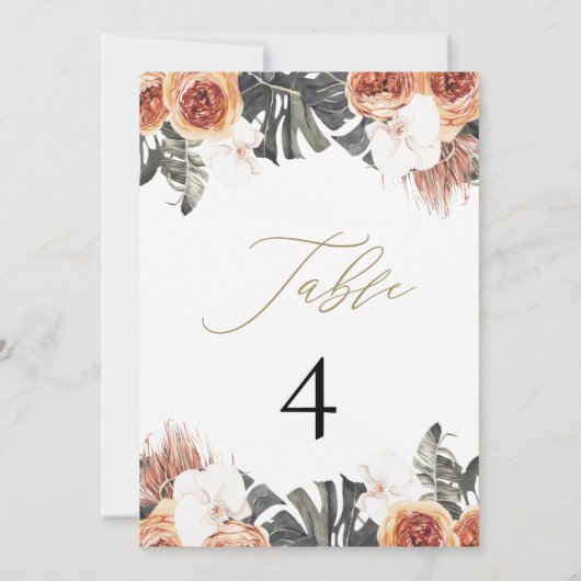 KINSLEY Boho Terracotta Dry Palm Tischnummern (Rückseite)