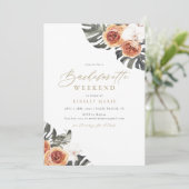 KINSLEY Boho Terracotta Floral Palm Bachelorette Einladung (Stehend Vorderseite)