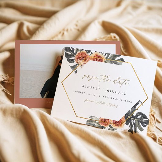 KINSLEY Boho Terracotta Foto Save the Date Invit Einladung