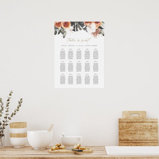 KINSLEY Boho Terracotta Palm Wedding Chart Poster (Küche)
