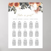 KINSLEY Boho Terracotta Palm Wedding Chart Poster (Vorne)