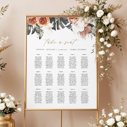 KINSLEY Boho Terracotta Palm Wedding Chart Poster
