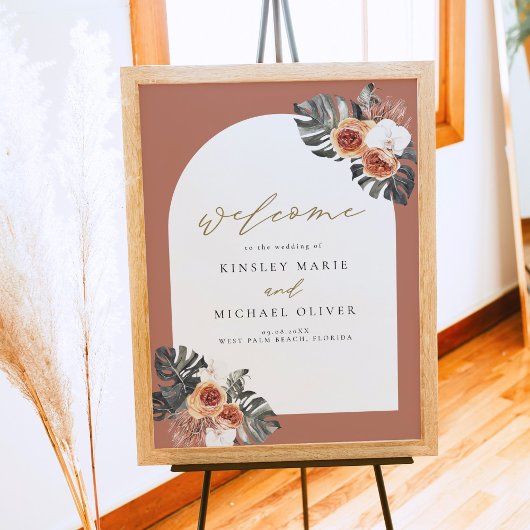 KINSLEY Boho Terracotta Wedding Willkommen Poster
