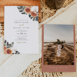 KINSLEY Tropical Boho Terracotta Foto Wedding Einladung