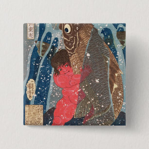 Kintoki schwimmt herauf den Wasserfall Button