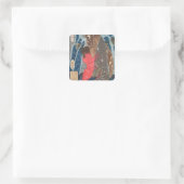 Kintoki Swims up Waterfall Quadratischer Aufkleber (Tasche)