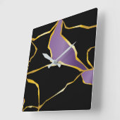 Kintsugi Amethyst Accents Quadratische Wanduhr (Winkel)