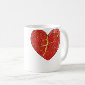 Kintsugi Art Kintsukuroi Heart Japan Wabi Sabi Kaffeetasse (VorderseiteRechts)